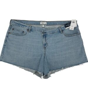 Abercrombie & Fitch‎ Curve Love The Baggy Short 35 20 Low Rise Light Wash Denim